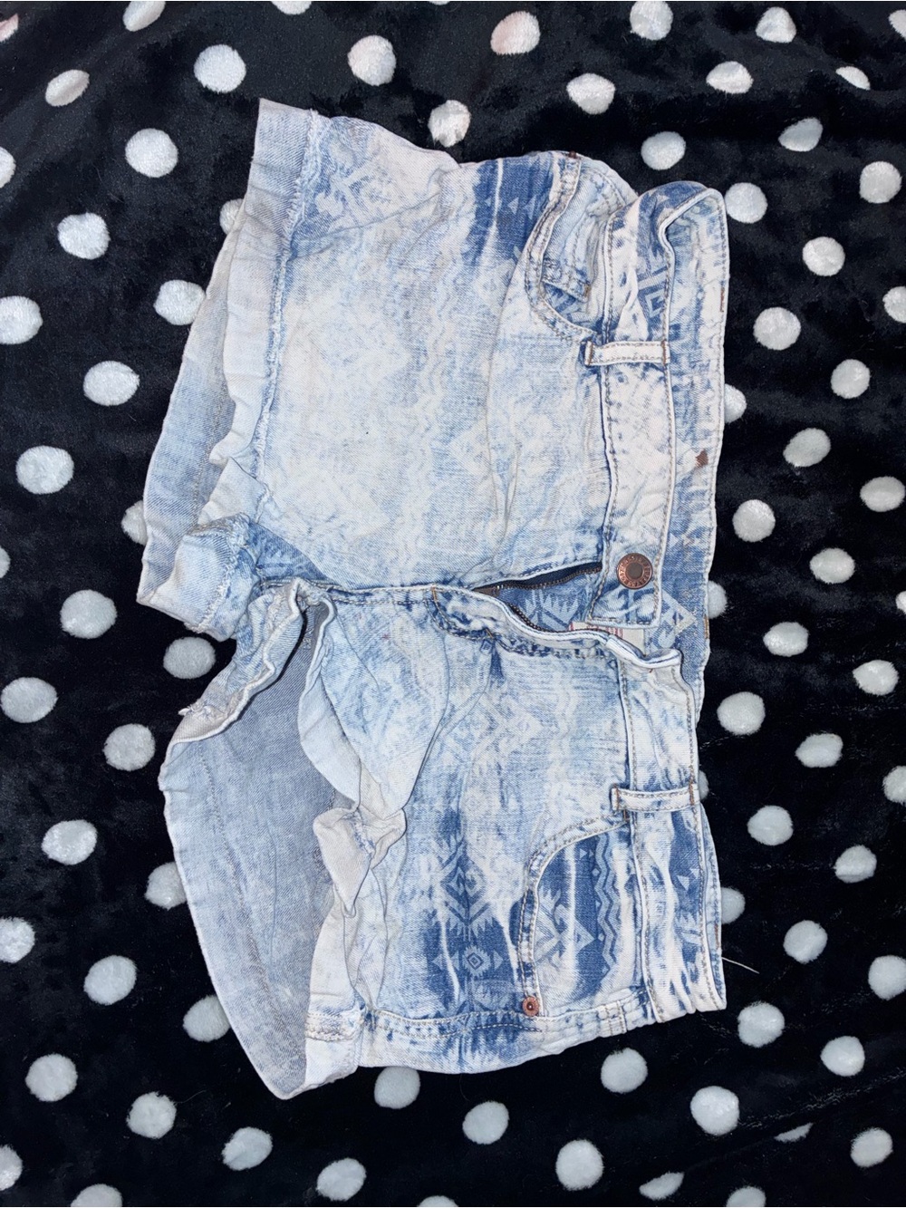 Light Blue Acid-Wash Denim Jean Shorts